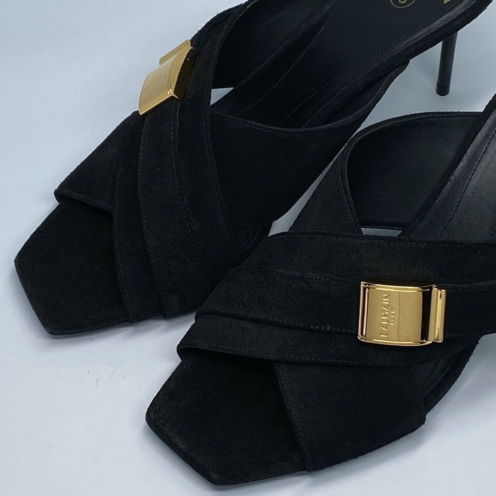Balmain Uma Mules In Suede Leather size 37.5 - Picture 7 of 15